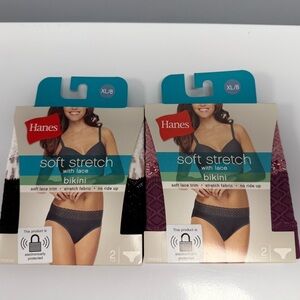 Hanes Women’s XL/8 Bikini Panties Stretch with Lace Underwear 4 Pair (2 -2 Pks)